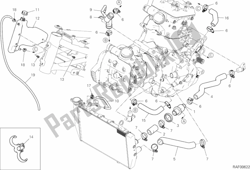 All parts for the Cooling Circuit of the Ducati Multistrada 1260 Touring USA 2019